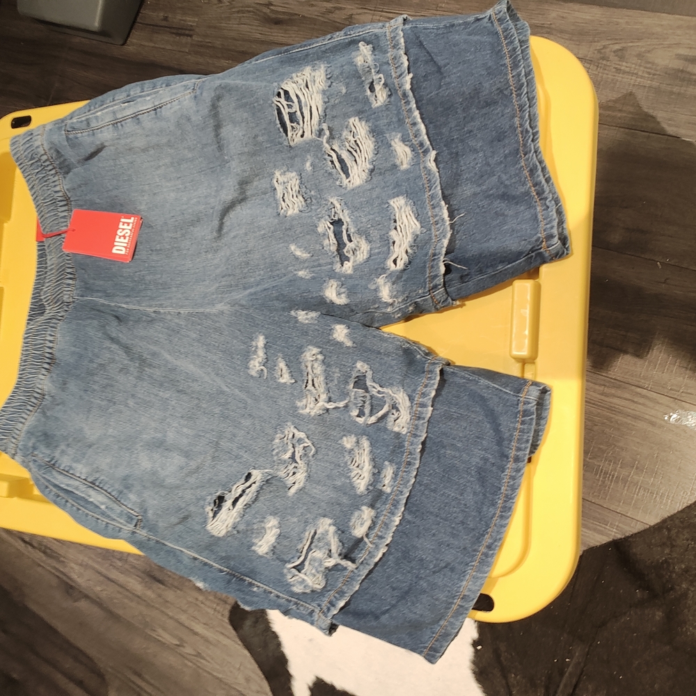Diesel Distressed Blue Denim Shorts